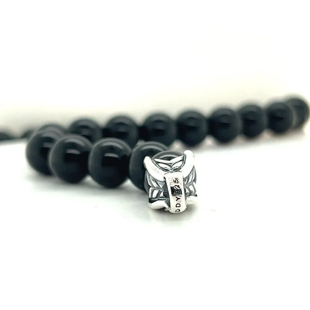 David Yurman Authentic Estate Onyx Spiritual Beads Bracelet 8.5" Silver DY447 - Picture 9 of 10